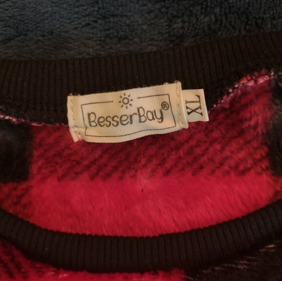 3/$30 Girls Plaid Fleece Sweatshirt, Size XL - Picture 2 of 2